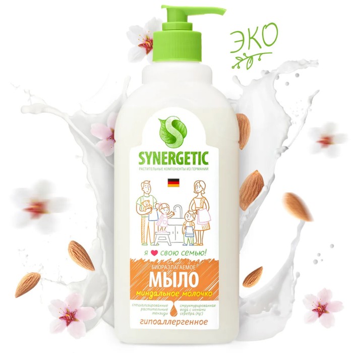Мыло жидкое Synergetic миндальное молочко 500 мл