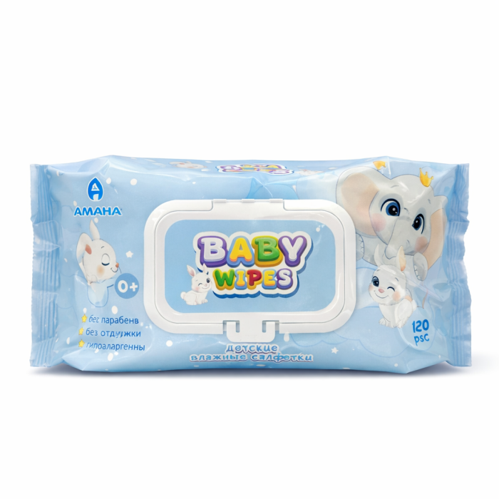 Салфетки влажные детские без спирта Amana 120 шт