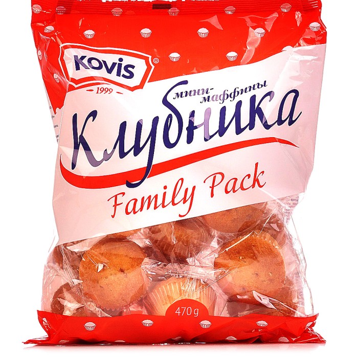 Кексы мини kovis 470 гр Клубника