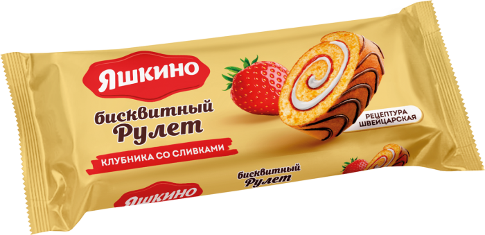 Рулет бискв. Яшкино клубника со сливками 200 гр