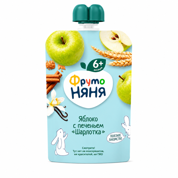 Пюре Фруто Няня яблоко с печеньем шарлотка 90 г