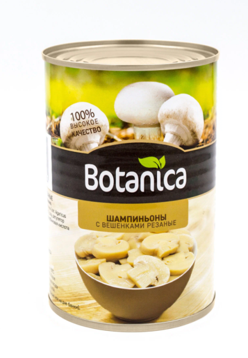 Грибы шампиньоны с вешенками резаные Botanica 400 г