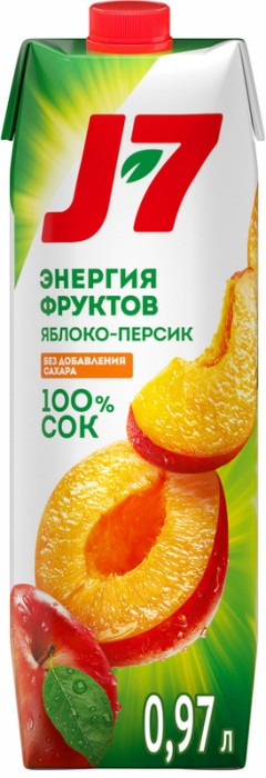 Сок J7 Яблоко-персик 0,97 л.
