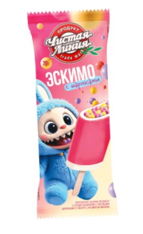 Мороженое эскимо с шариками ароматом малины 70 г
