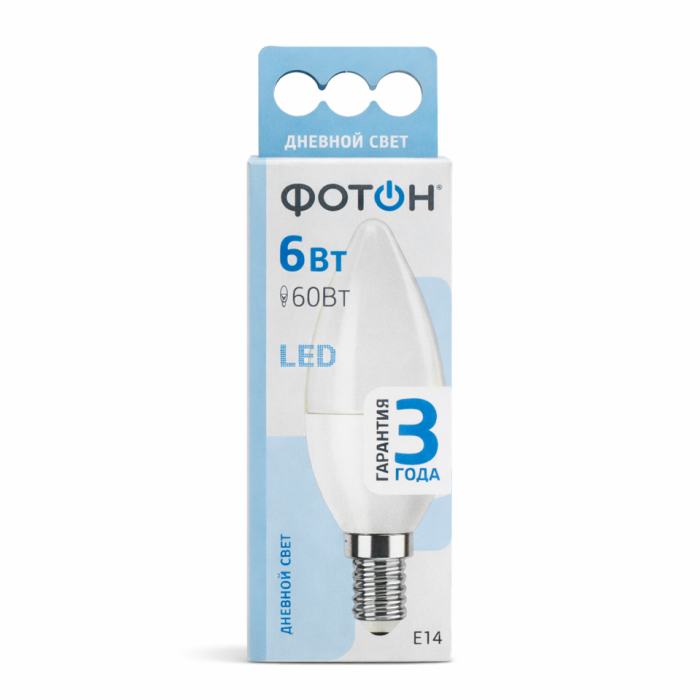 ФОТОН лампа Led В35 6 W Е14 60 Вт
