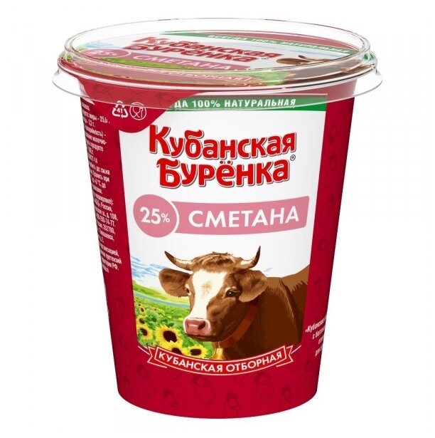 Сметана Кубанская Буренка 25 % 300 г.