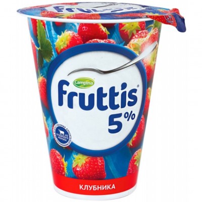 Йогурт Фруттис слив клубника  5 % 290 гр (стакан)