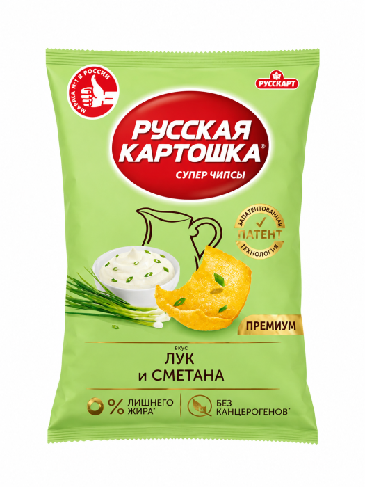 Чипсы Русская картошка Сметана и лук 200 г.