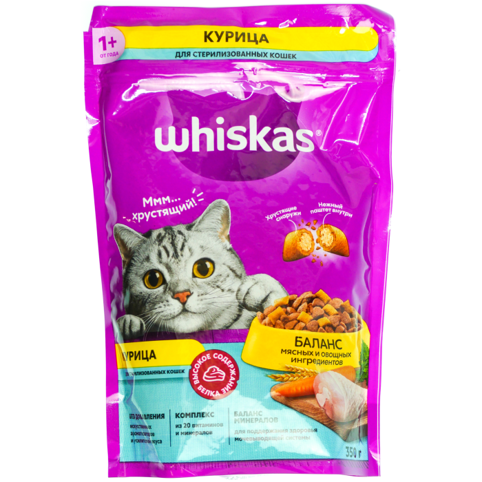 Whiskas сухой корм с курицей 350 г