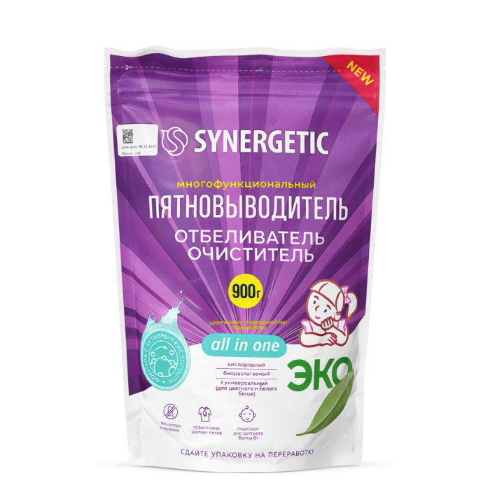 Synergetic кислородный отбеливатель-пятновыводитель для тканей и поверхностей 900 г