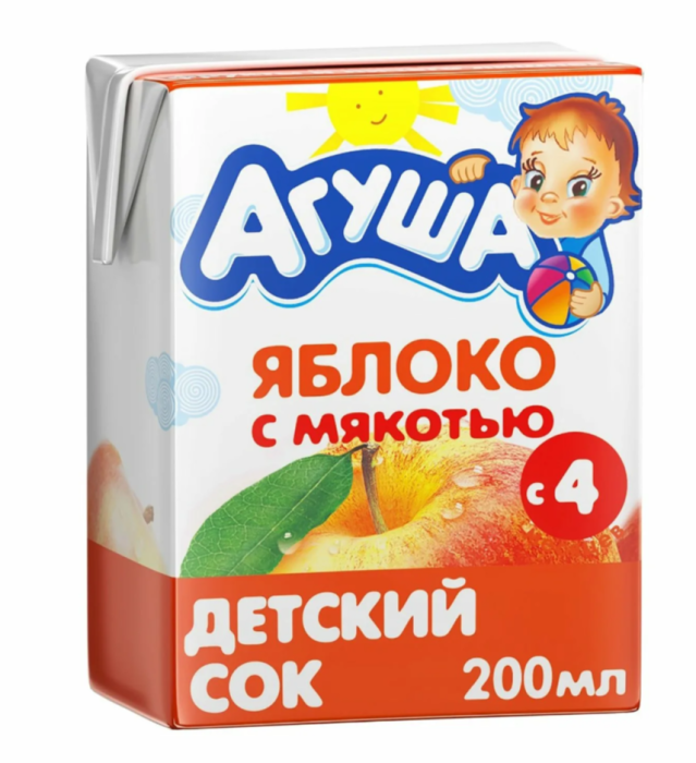 Сок детский Агуша Яблоко с мякотью 200 мл