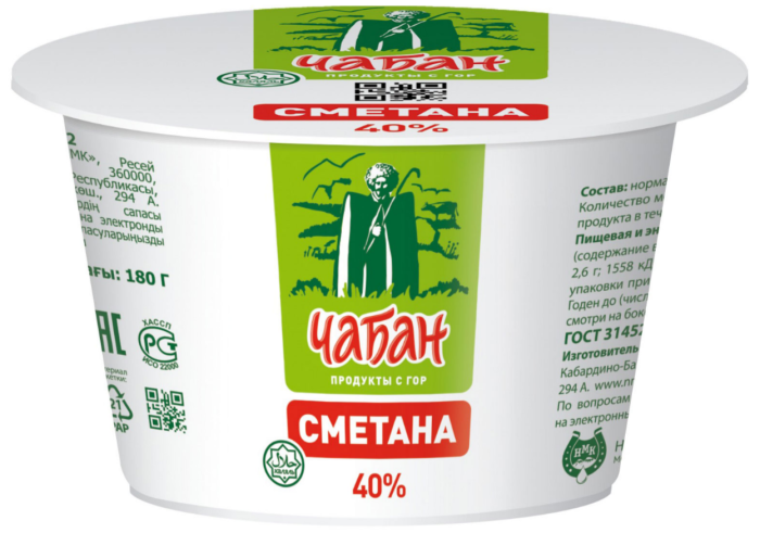 Сметана Чабан 40% 180 г.