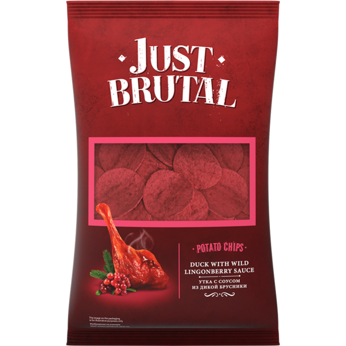 Чипсы картофельные Just Brutal со вкусом утки из дикой брусники 85 г