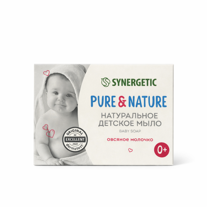 Synergetic натуральное детское мыло Овсяное молочко 90 г