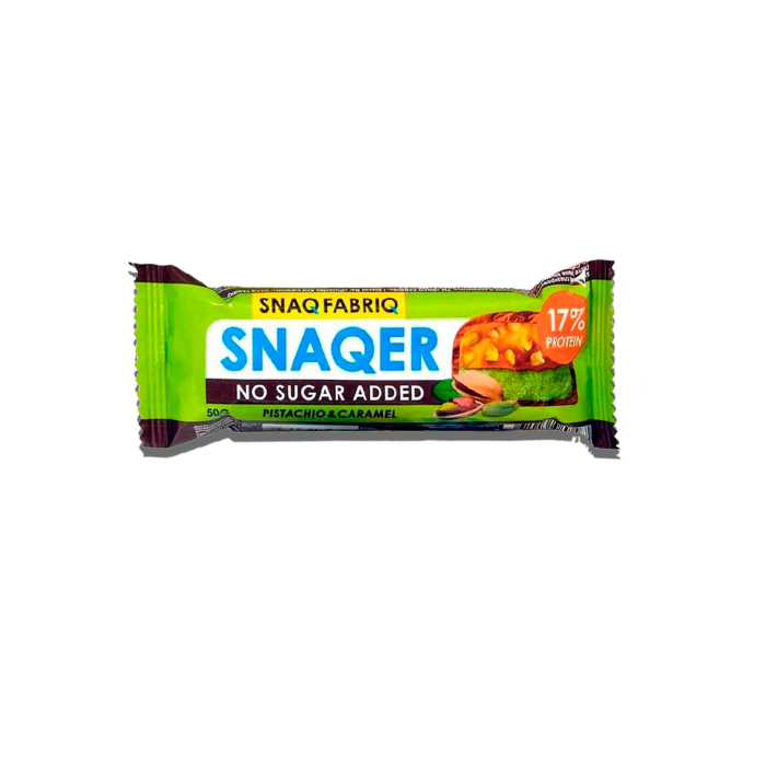 Батончик глазированный Snaqer фисташка-карамель 50 г