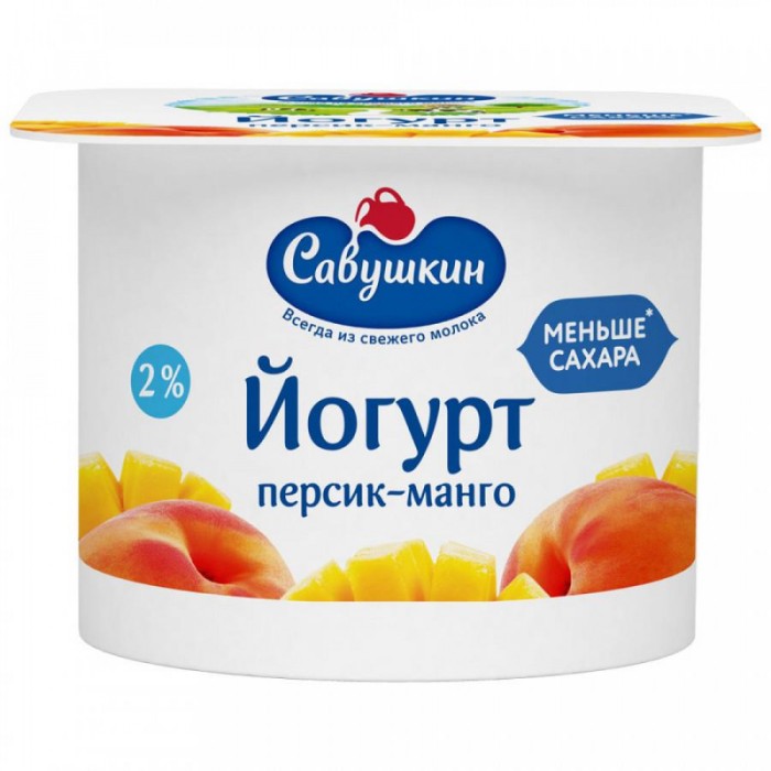 Йогурт Савушкин персик-манго 2% 120 г