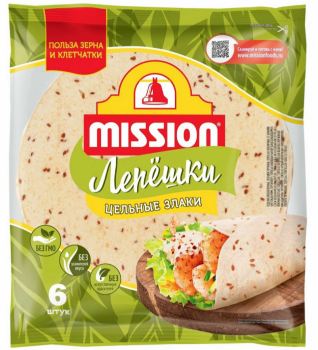 Лепешки Tortillas со злаками 250 г