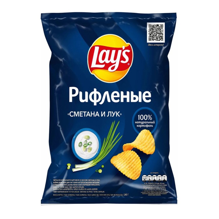 Чипсы Lays Рифл. Сметана лук 70 г.
