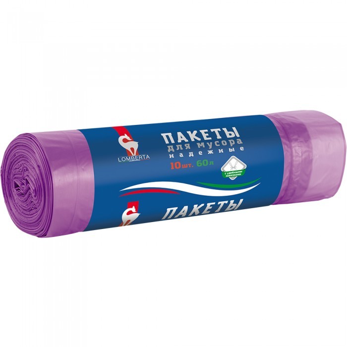 Пакеты для мусора с затяжкой 60 л