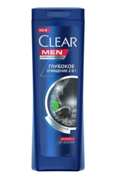 Шампунь Clear men Глубокое очищение 2в1 400 мл