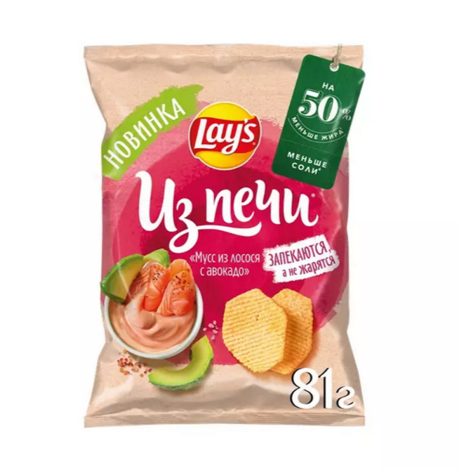 Чипсы Лейс из печи мусс из лосося с авокадо 80 г