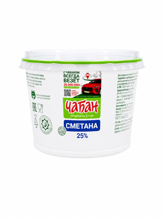 Сметана Чабан 25% 180 г