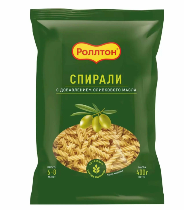 Макароны спирали с оливковым маслом Роллтон 400 г