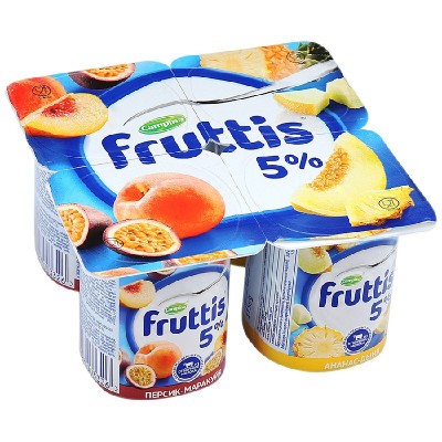 Йогурт Fruttis 5% дыня-манго и банан-клубника 115 г