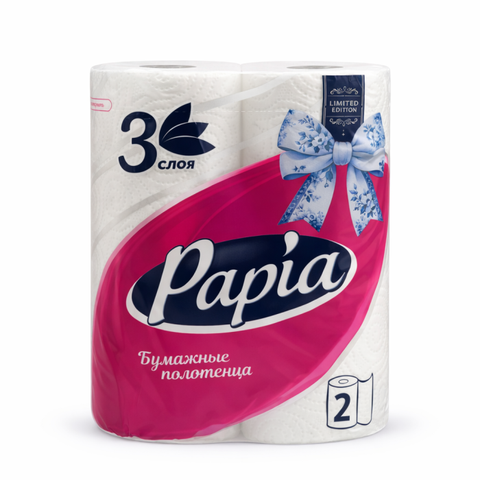 Бумажное полотенце Papia 3 слоя 2 рулона
