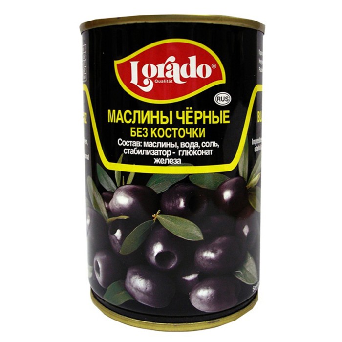 Маслины черные без косточки Лорадо300 г.