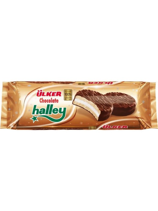 Печенье Halley Ulker сендвич печенье покрытое мол. шоколадом 196 г
