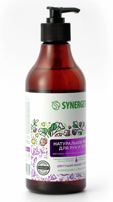 Synergetic мыло для рук и тела цветущий инжир и лотос 380 мл