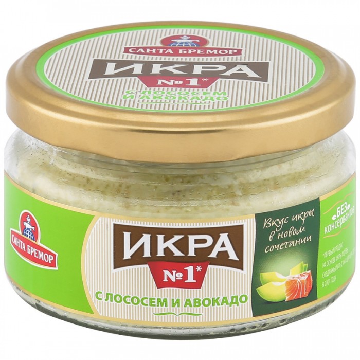 Икра деликатесная с лососем и авокадо Санта Бремор 180 г.