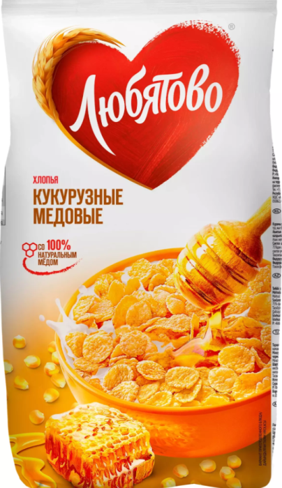 Любятово Хлопья кукурузные медовые 250 г