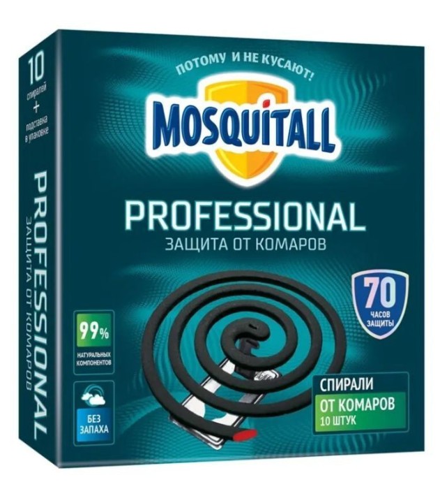 Спирали от комаров MOSQUITALL проф защита 10 шт