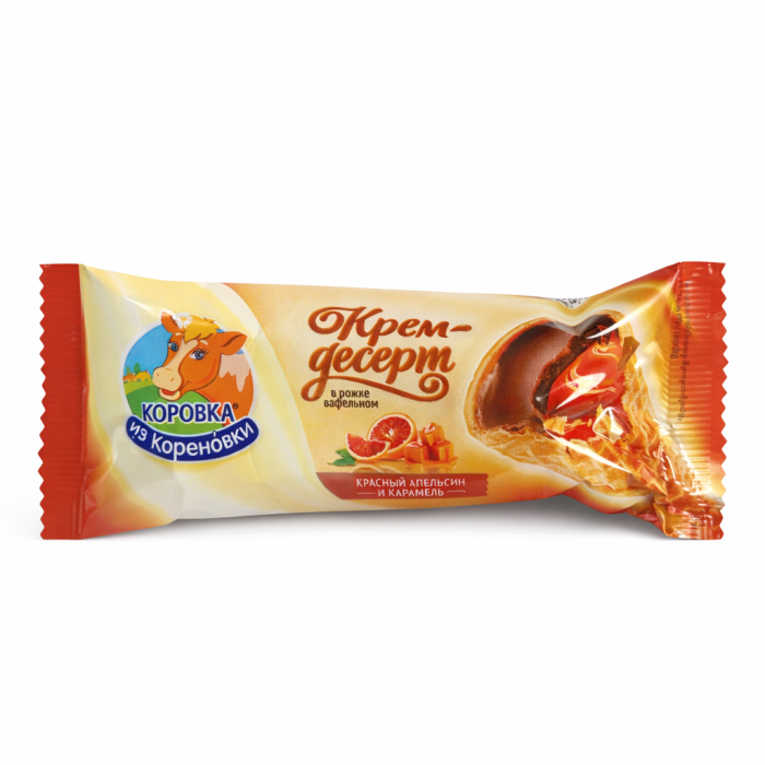 Крем десерт в вафел.рожке крас.апельсин-карамель 40 г
