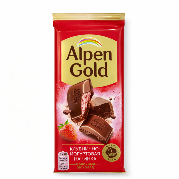 Шоколад молочный клубника-йогурт Alpen Gold 80 г