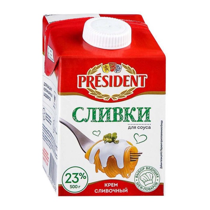 Крем Сливки президент для соуса 23% 500 г