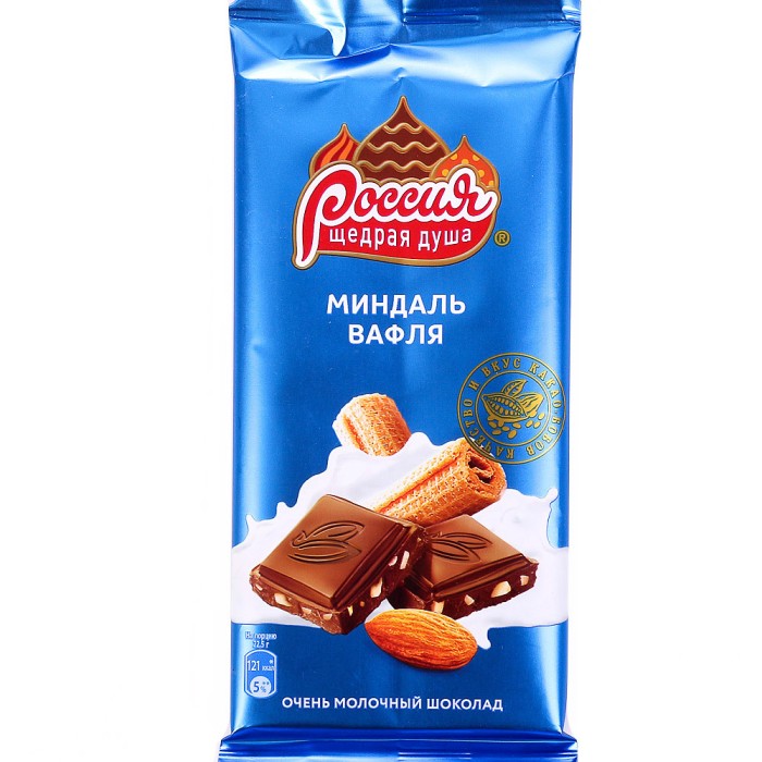 Шоколад Россия орех и вафли 82 г.
