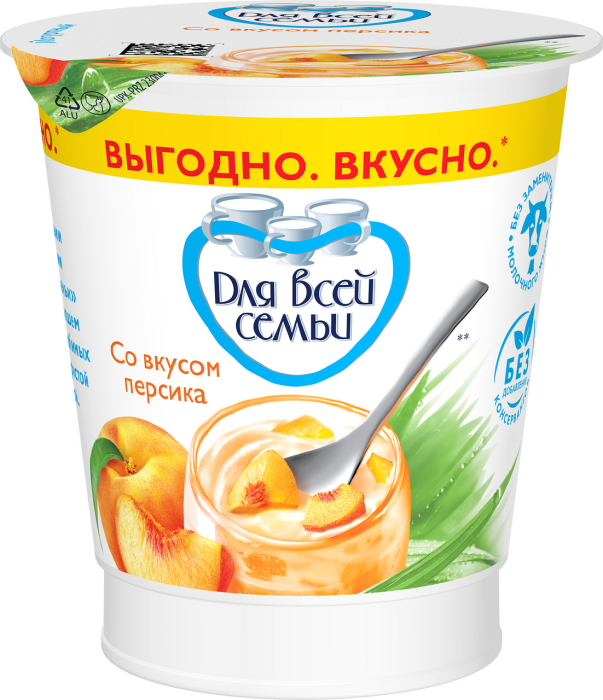 Йогурт Для всей семьи персик 290 гр
