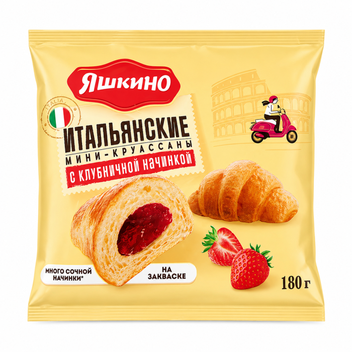 Мини-круассаны клубничный джем Яшкино 180 г
