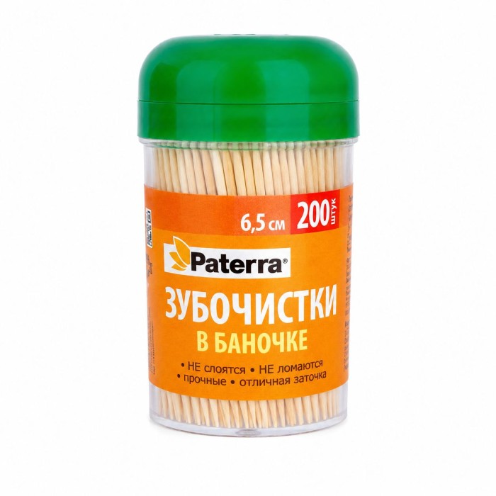 Paterra Зубочистки в баночке 200 шт