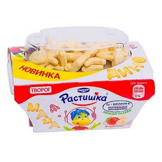Растишка творог с печеньем клубника-банан 108гр