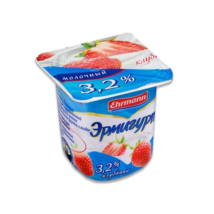 Йогурт Эрмигурт молочный с клубникой 100 г