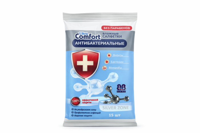 Влажные салфетки Comfort Антибактериальные 15 шт