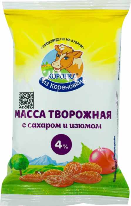 Творожная масса с изюмом Кореновочка 180 г