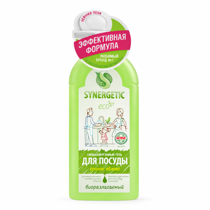 Synergetic средство для мытья посуды яблоко 500 мл