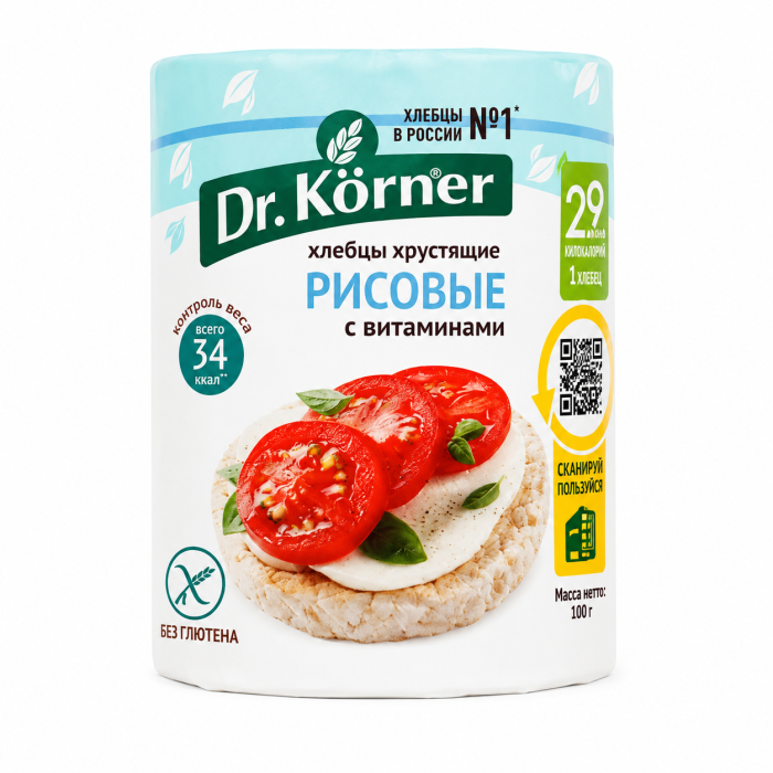 Хлебцы Dr.Korner Рисовые с витаминами 90 г