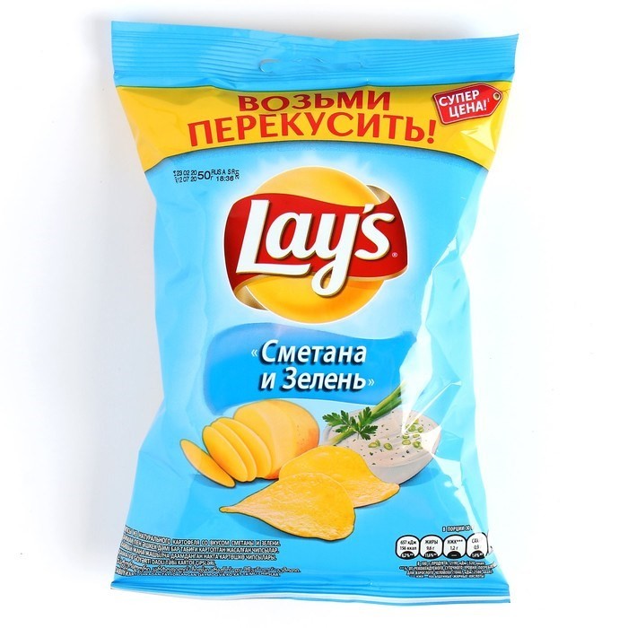 Чипсы Лейс Сметана и зелень  70 г.