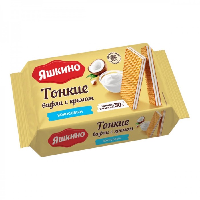 Вафли тонкие Яшкино кокосовый крем 144 гр